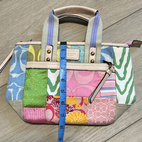 Y2K Style Colorful Patchwork Small Handbag Purse Bag Canvas Fabric - Picture 11 of 11